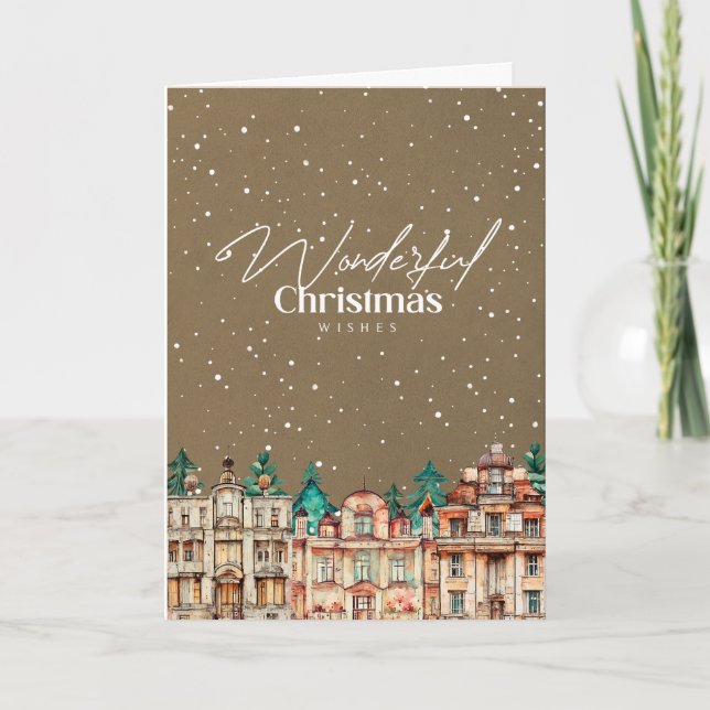 Kraft Christmas Building Scandinavian Style  Card (Front)