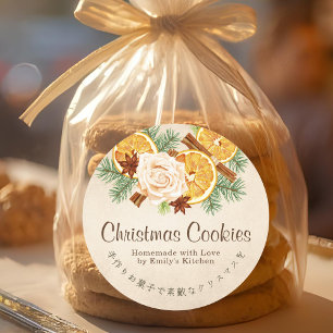 Kraft Christmas Cookie Box Label Dried Orange
