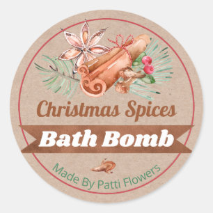 Kraft Christmas Spices Scented Bath Bomb Labels