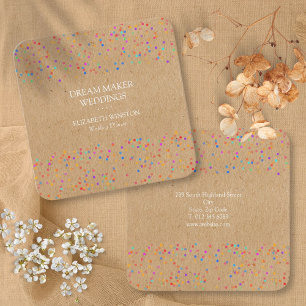 Kraft Confetti Square Business Card