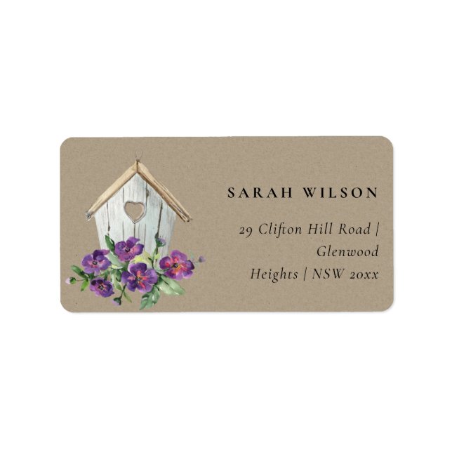 KRAFT COUNTRY RUSTIC FLORAL BIRD HOUSE ADDRESS LABEL (Front)