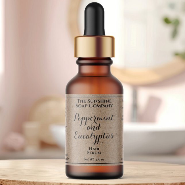 Kraft curly text cosmetics dropper bottle label  (Creator Uploaded)
