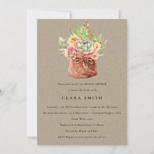KRAFT DESERT SUCCULENT CACTI FOLIAGE BRIDAL SHOWER INVITATION