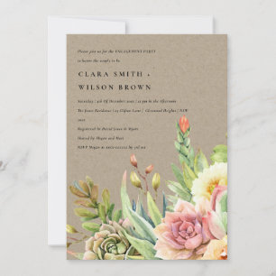KRAFT DESERT SUCCULENT CACTI FOLIAGE ENGAGEMENT INVITATION