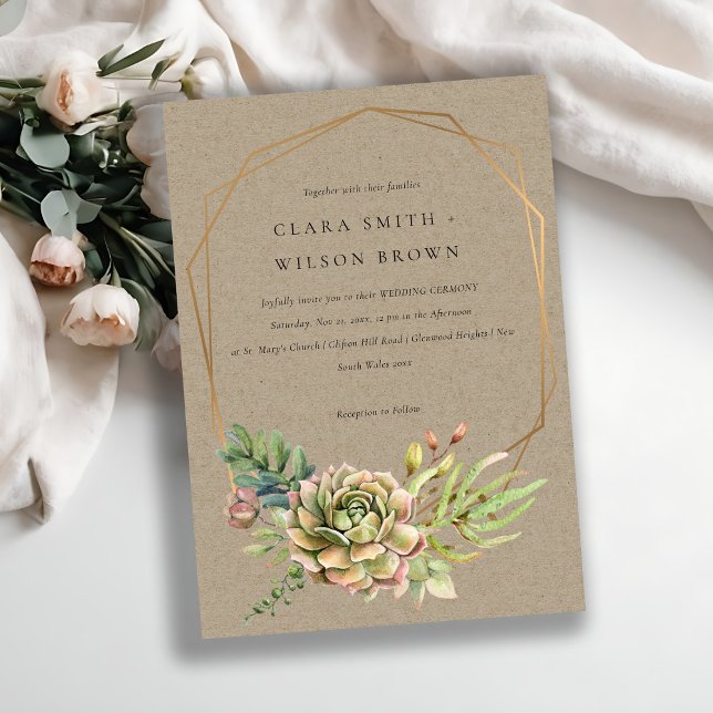 KRAFT DESERT SUCCULENT CACTI FOLIAGE FRAME WEDDING INVITATION (Creator Uploaded)