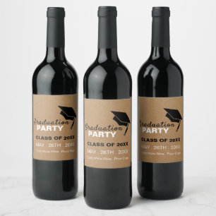 Kraft Effect, Grad Cap, Graduation Party Wine Label