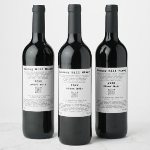 Kraft Effect Grey Custom QRCode LOGO Description Wine Label