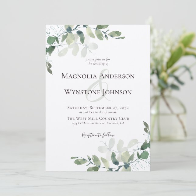 Kraft Eucalyptus Greenery Luxury Wedding Invitation (Standing Front)