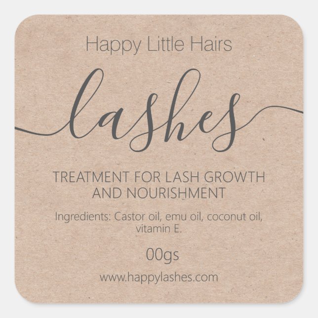 Kraft Eyelash Eyebrow Thickener Treatment Serum Square Sticker (Front)