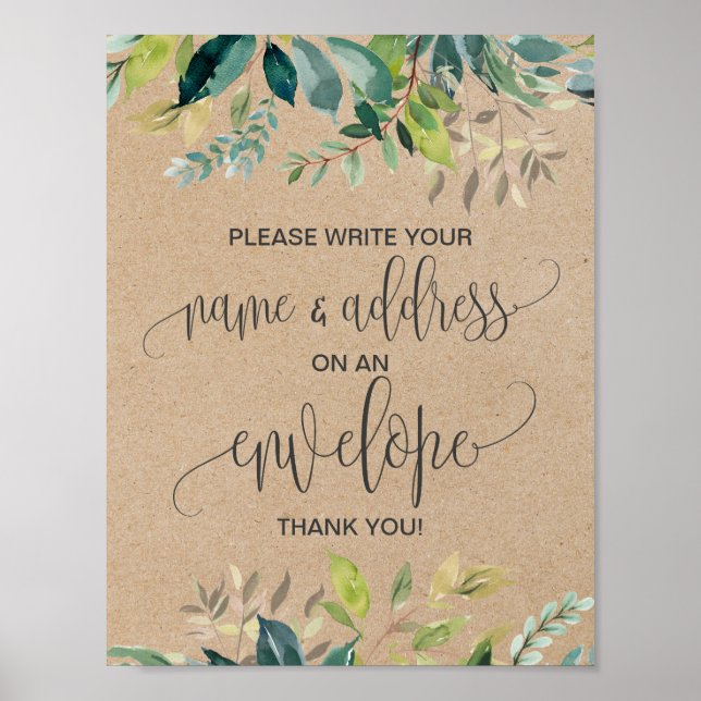 Kraft Foliage Address An Envelope Sign (Front)