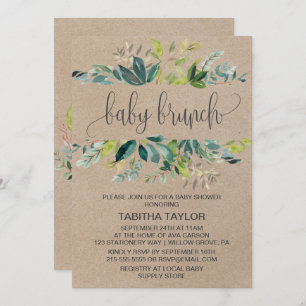 Kraft Foliage Baby Brunch Invitation