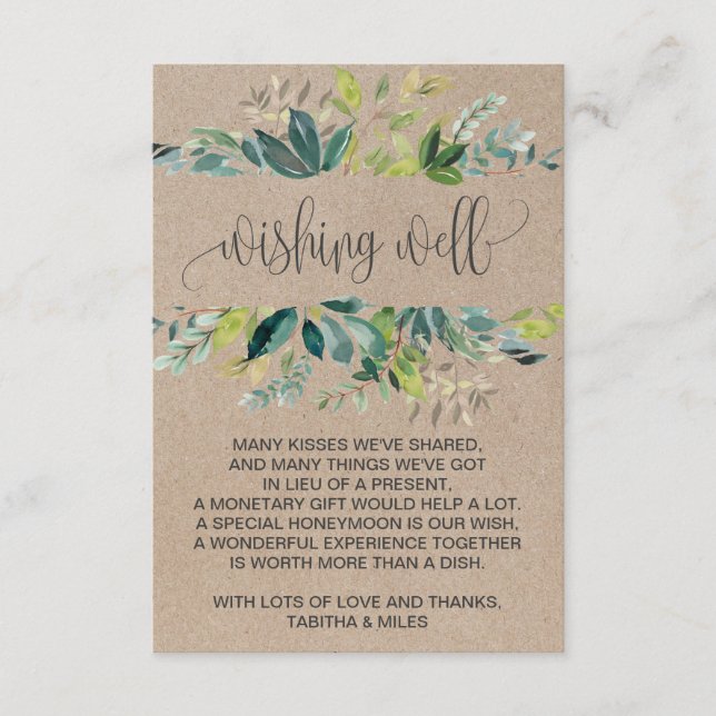 Kraft Foliage Wedding Wishing Well Enclosure Card (Front)