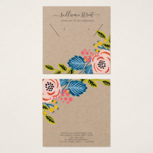 Kraft Girly Floral Earrings Necklace Display Card
