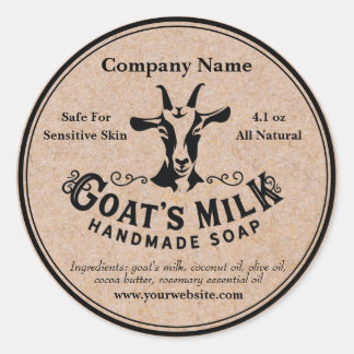Kraft Goat's Milk Soap Label Sticker Round