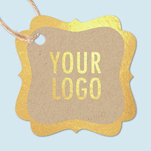 Kraft Gold Foil Brand Logo Hang Tags or Price Tags