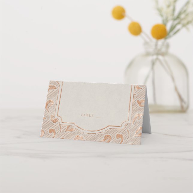 Kraft gold Lace rustic country wedding place cards (Front)