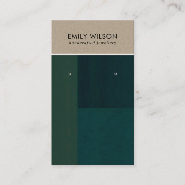 KRAFT GREEN COLOR BLOCK STUD ARRING DISPLAY CARD (Front)
