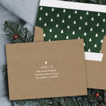 Kraft Green Rustic Tree Woodgrain Holiday Envelope