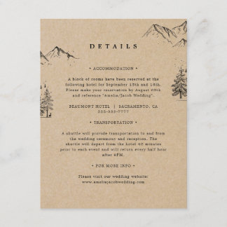Kraft Hand-drawn Mountains Pines Wedding Details Enclosure Card