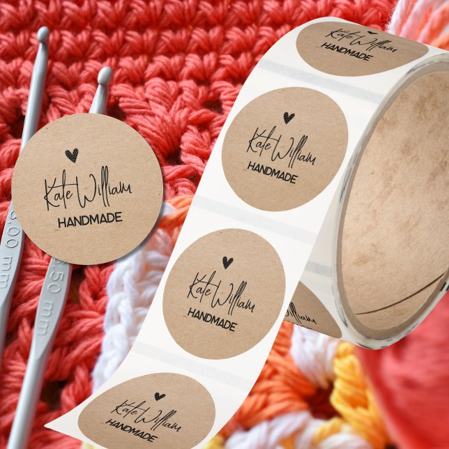  kraft handmade by heart stickers  (Creator Uploaded)