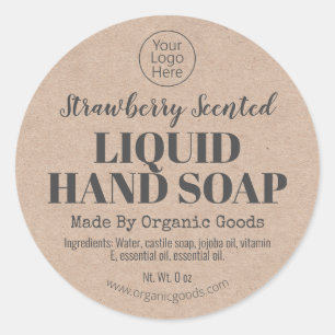 Kraft Handmade Organic Liquid Soap Labels