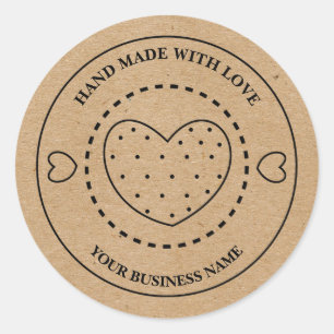 Kraft handmade with love thank you sticker