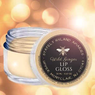 Kraft Handwritten Beeswax Lip Gloss Label Black