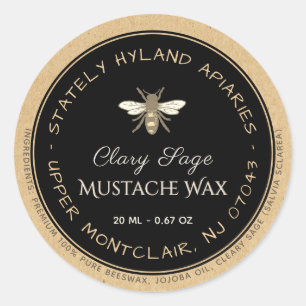Kraft Handwritten Beeswax Product Label Black