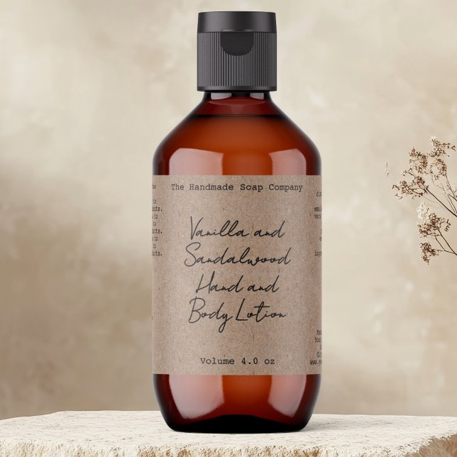 Kraft Handwritten Look Cosmetics Bottle Label (Creator Uploaded)