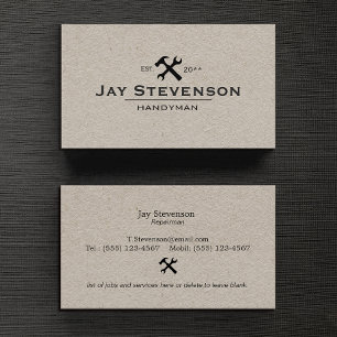  Kraft Handyman Home Repair Hammer and Wrench Business Card