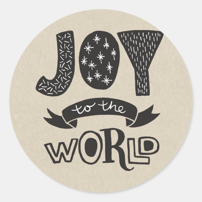Kraft Holiday Christmas Holiday JOY TO THE WORLD Classic Round Sticker (Front)