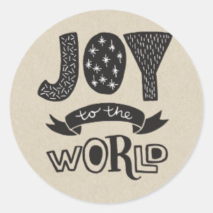 Kraft Holiday Christmas Holiday JOY TO THE WORLD Classic Round Sticker