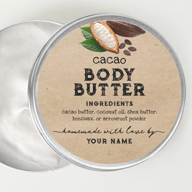Kraft  Homemade cacao body butter Round label (Creator Uploaded)