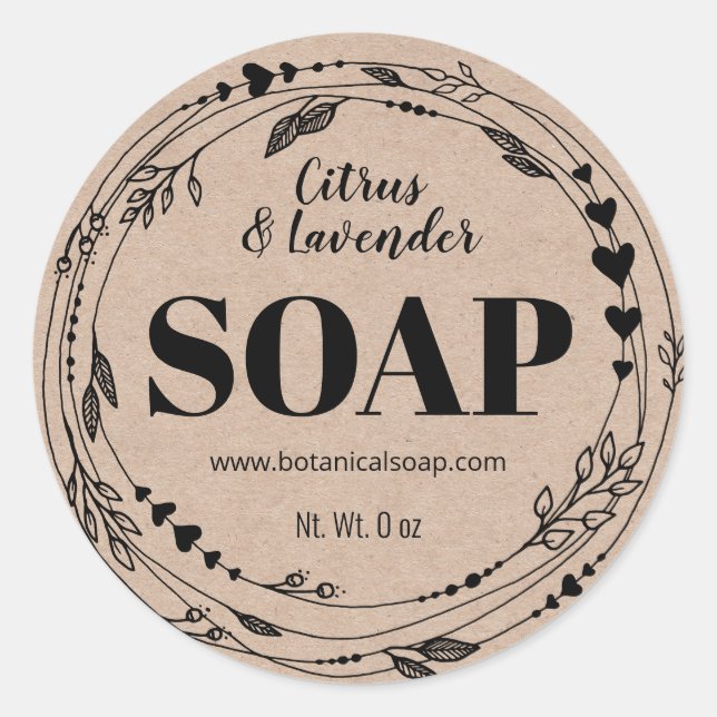 Kraft Homemade Floral Soap Labels (Front)