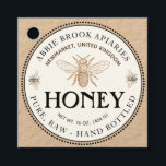 Kraft Honey Jar Neck-tag with Vintage Bees Favour Tags<br><div class="desc">Personalise this honey hang tag to customise it for your apiary. This design is two toned - ivory on pale kraft - and lets you write in your apiary name, address, honey descriptors and honey net weight concentrically. Vintage honey bee illustrations make up the focal point above honey and act...</div>