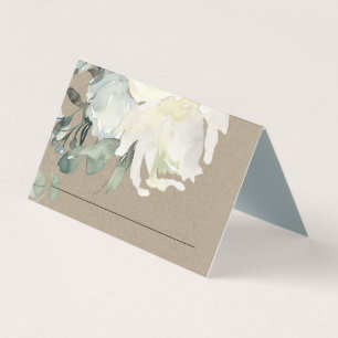 KRAFT IVORY WHITE FLORAL BUNCH WEDDING PLACE CARDS