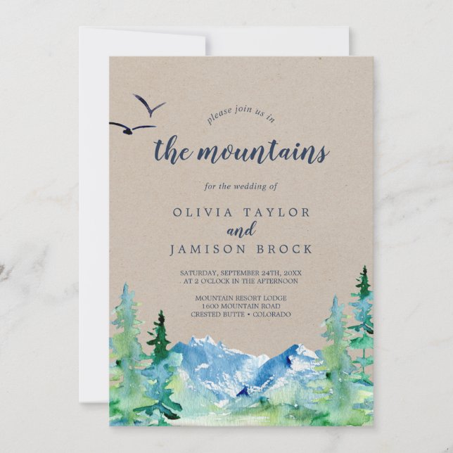 Kraft Join Us In The Mountains Destination Wedding Invitation (Front)