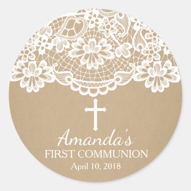 Kraft Lace First Holy Communion Sticker (Front)