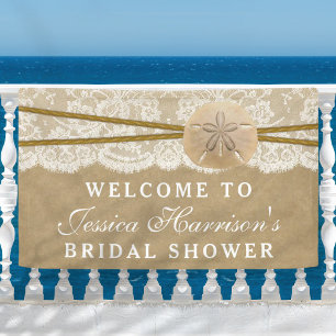 Kraft, Lace & Sand Dollar Beach Bridal Shower Banner