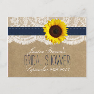 Kraft, Lace & Sunflower Bridal Shower Recipe Cards