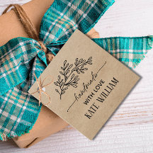 Kraft Laurel handmade with love gift tags