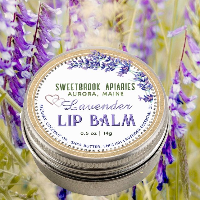 Kraft Lavender Lip Balm Label with Hearts Purple (Creator Uploaded)