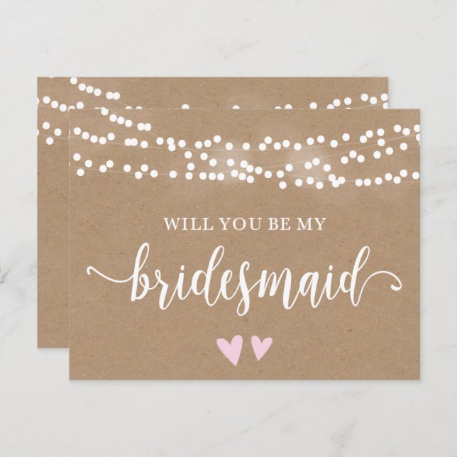 Kraft Lights Will You Be My Bridesmaid Invitation (Front/Back)