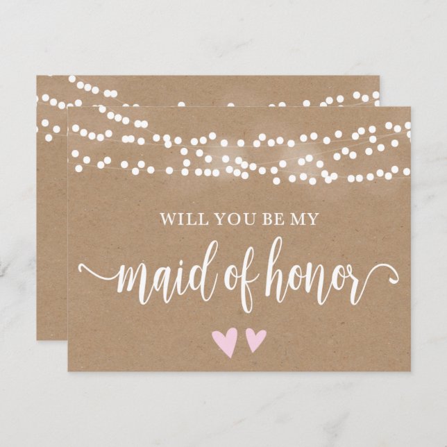 Kraft Lights Will You Be My Maid Of Honour Invitation (Front/Back)