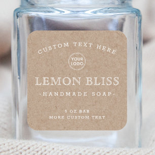 Kraft look paper white text square product labels