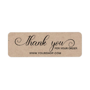 Kraft Look Thank You For Your Order Small Business Return Address Label