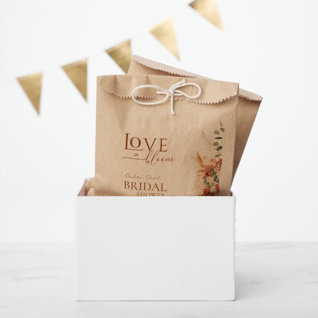 Kraft Love In Bloom Boho Terracotta Bridal Shower Favour Bag (Party)