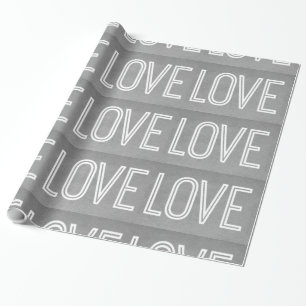 Kraft Love Wrapping Paper, Grey Paper