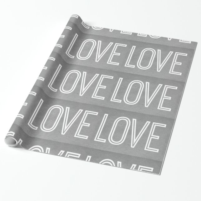 Kraft Love Wrapping Paper, Grey Paper (Unrolled)
