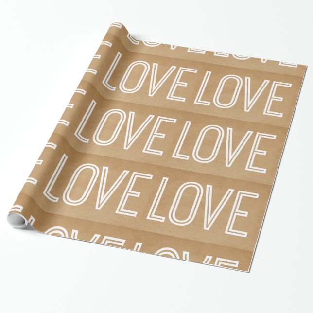 Kraft Love Wrapping Paper, Tan Paper (Unrolled)